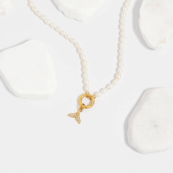 18K Gold PVD Stainless Steel Mermaid Tail Charm: Gold
