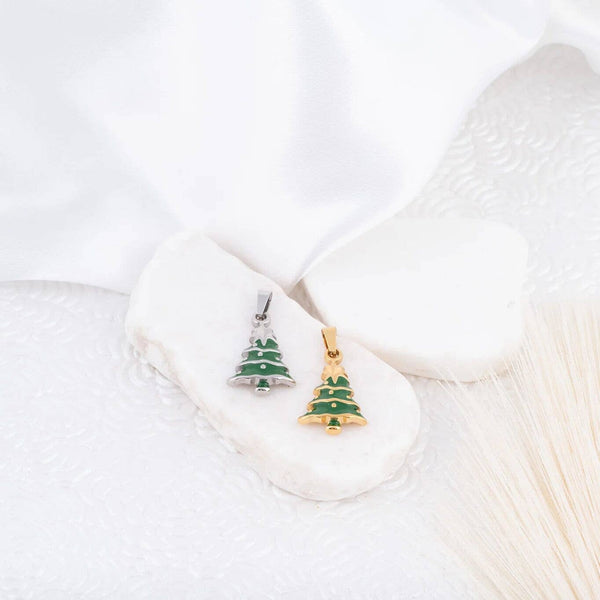 18k Gold PVD Stainless Steel Christmas Tree Charm: Gold