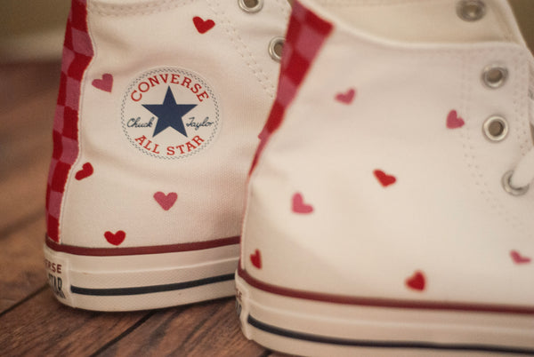 Checkered Heart High Top Converse