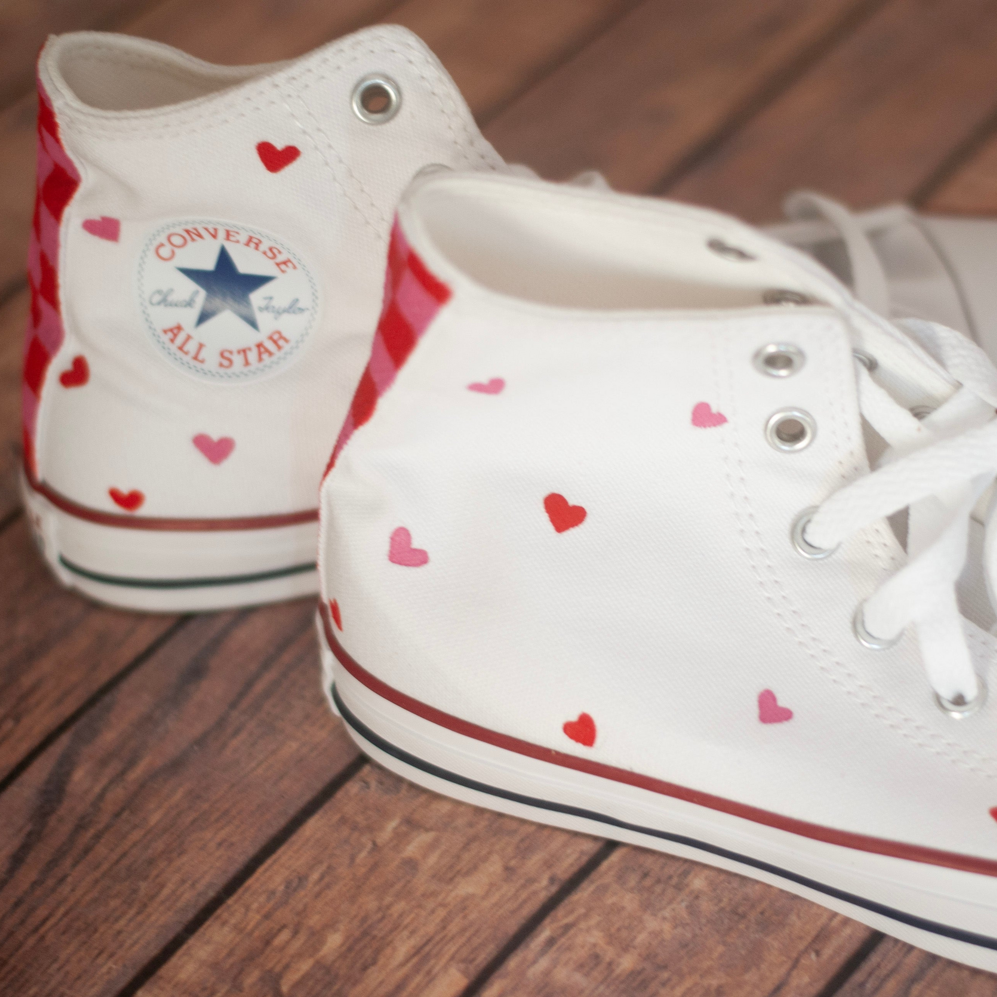 Converse Checkerd Checkered Heart High Top Converse – With love, Paint