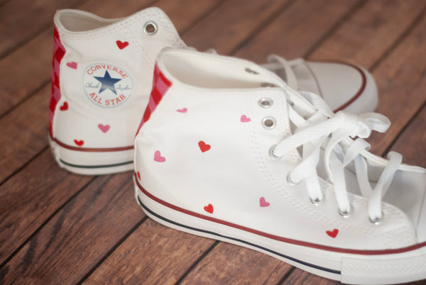 Checkered Heart High Top Converse