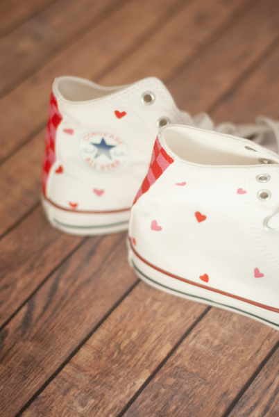 Checkered Heart High Top Converse