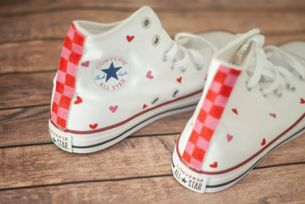 Checkered Heart High Top Converse