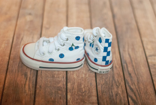 Hand-Painted Blueberry High Top Converse