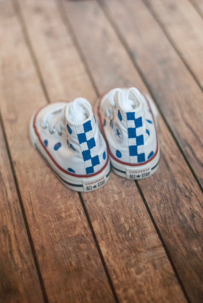 Hand-Painted Blueberry High Top Converse