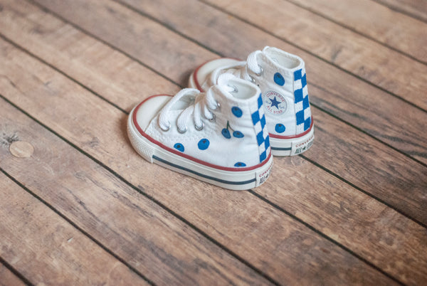 Hand-Painted Blueberry High Top Converse