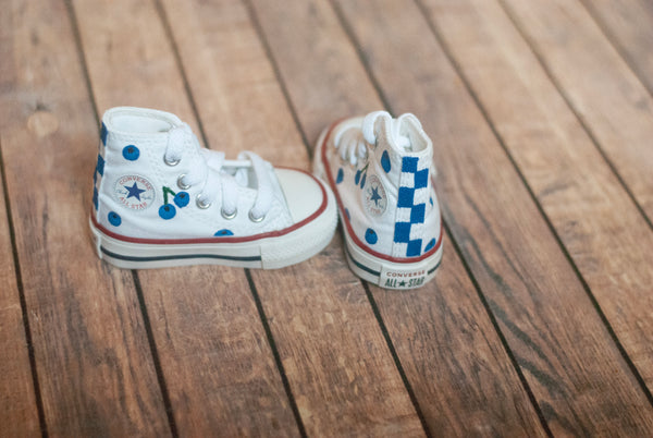 Hand-Painted Blueberry High Top Converse
