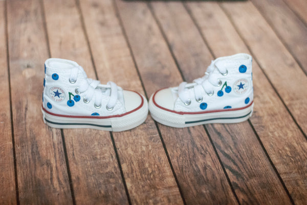 Hand-Painted Blueberry High Top Converse