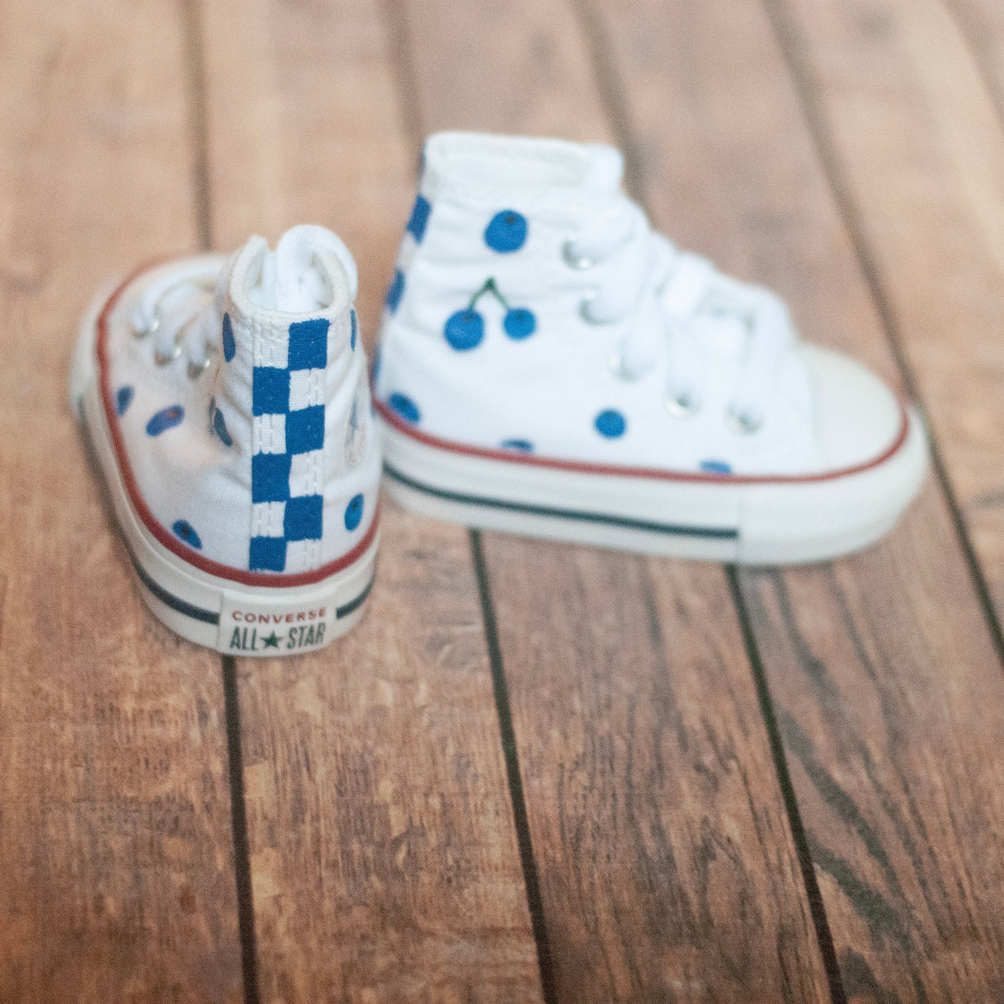 Hand-Painted Blueberry High Top Converse