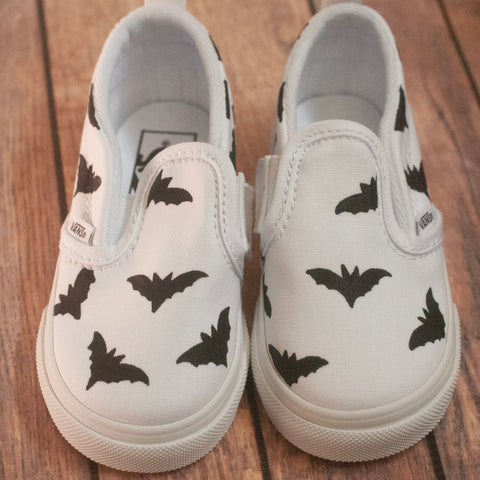 Hand Painted Bat Slip On Vans