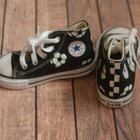 Hand-Painted Soccer High Top Converse
