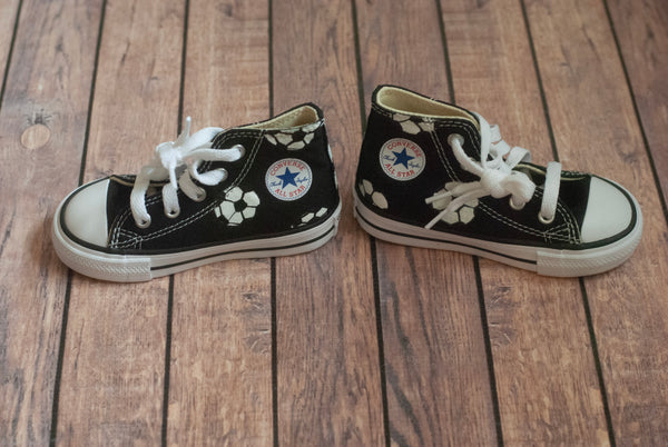 Hand-Painted Soccer High Top Converse