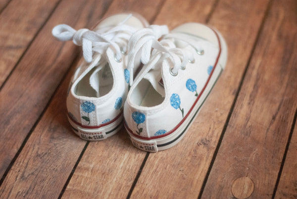 Blue Hydrangea Low Top Converse | Custom Hydrangea Converse