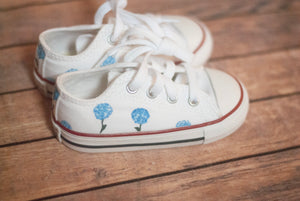Blue Hydrangea Low Top Converse | Custom Hydrangea Converse