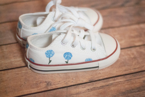 Blue Hydrangea Low Top Converse | Custom Hydrangea Converse