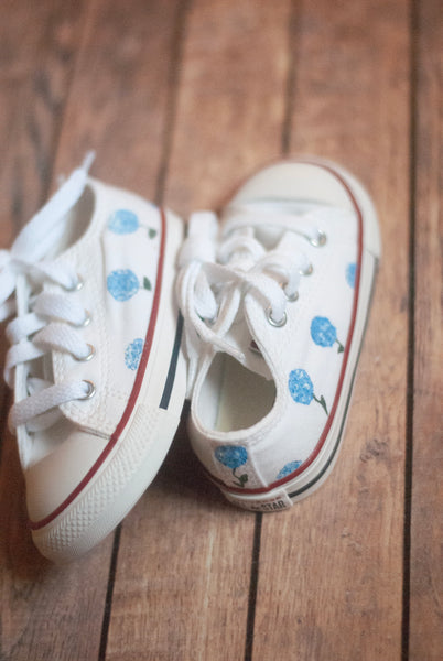 Blue Hydrangea Low Top Converse | Custom Hydrangea Converse