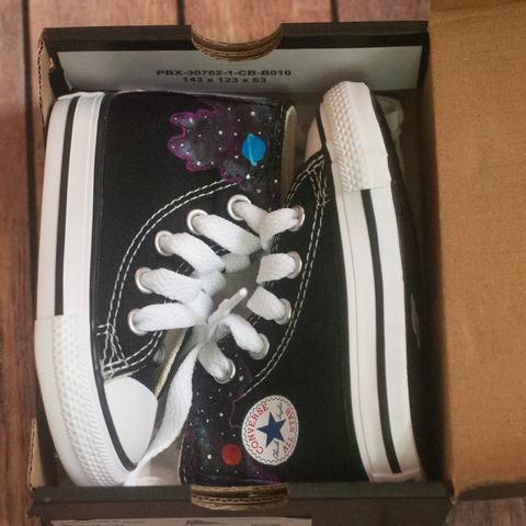 Hand Painted Space High Top Converse