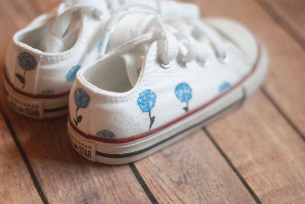 Blue Hydrangea Low Top Converse | Custom Hydrangea Converse