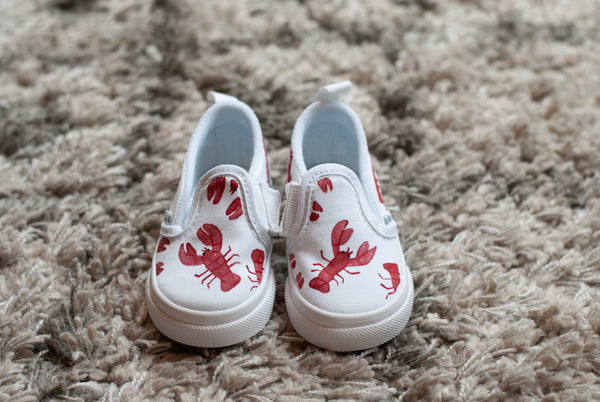 Lobster Slip On Vans with a checkered back