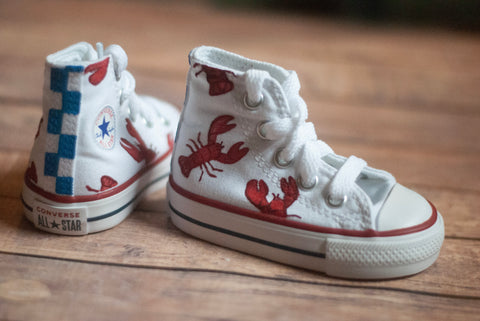 Lobster High Top Converse | Custom Hand Painted Lobster Converse