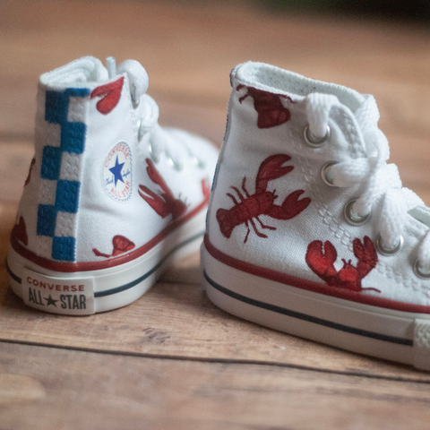 Lobster High Top Converse | Custom Hand Painted Lobster Converse
