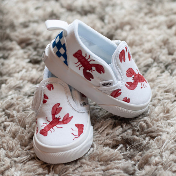 Lobster Slip On Vans with a checkered back