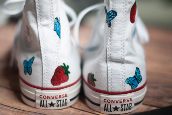 Strawberry + Butterfly High Top Converse