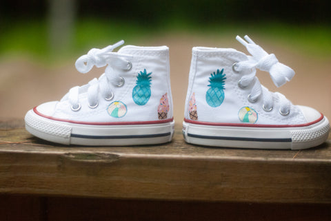 Summer Party High Top Converse | Pineapple Beach Ball Ice Cream Converse