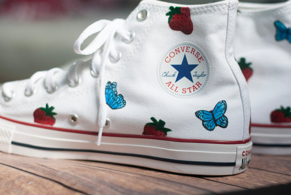 Strawberry + Butterfly High Top Converse