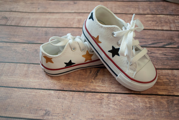 Black and Gold Star Low Top Converse