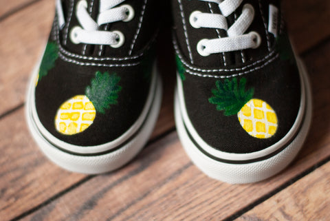 Ready To Ship | Pineapple Tie Vans in Black Toddler Size 5