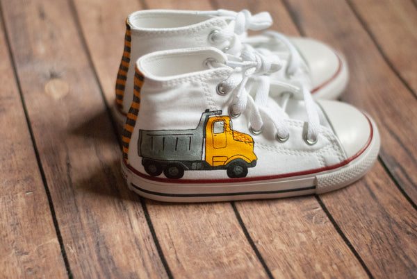 Truck High Top Converse | Hand Painted Construction Truck Converse