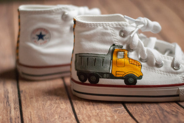 Truck High Top Converse | Hand Painted Construction Truck Converse