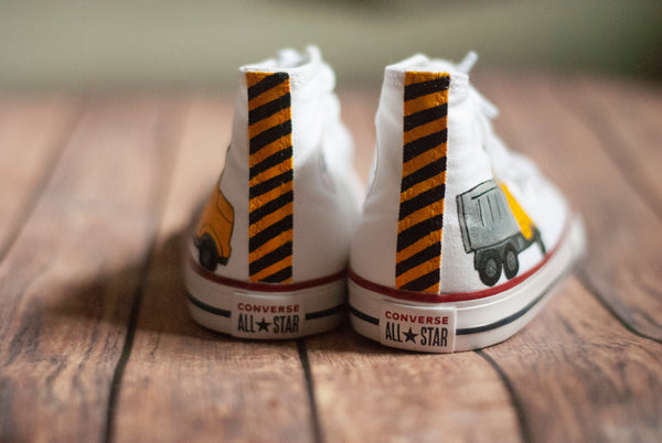 Truck High Top Converse | Hand Painted Construction Truck Converse