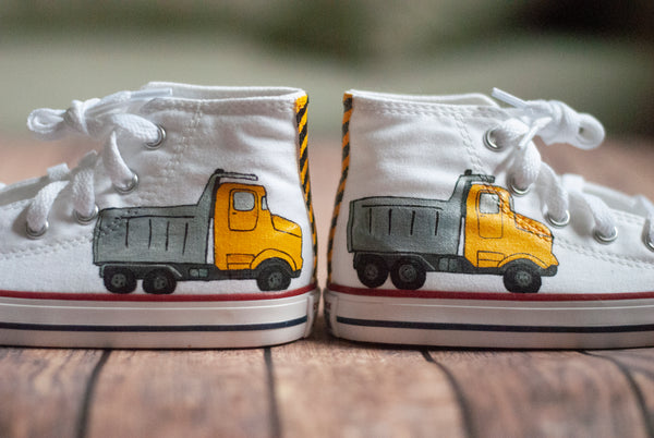 Truck High Top Converse | Hand Painted Construction Truck Converse