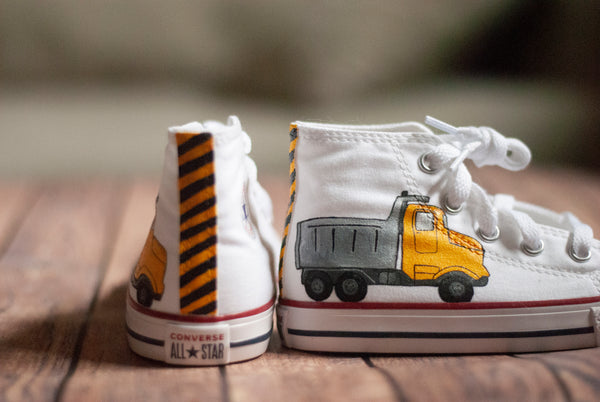 Truck High Top Converse | Hand Painted Construction Truck Converse