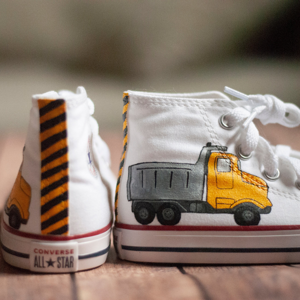 Truck High Top Converse | Hand Painted Construction Truck Converse