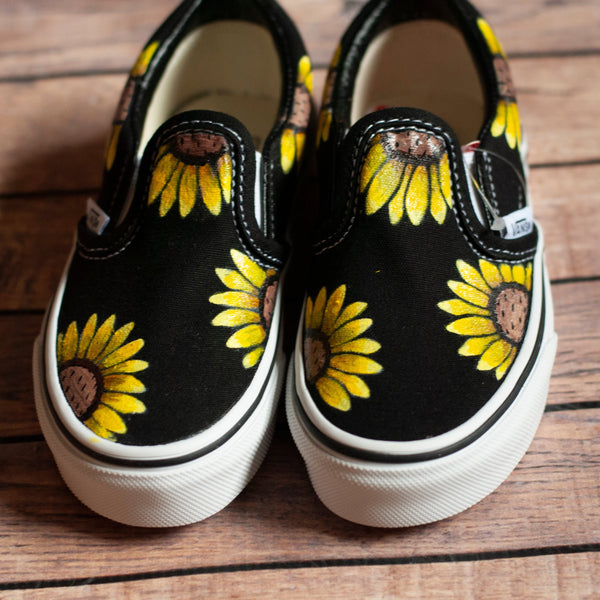 Hand Painted Sunflower Slip On Vans