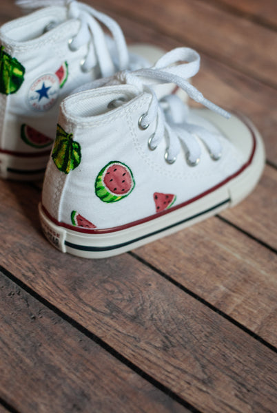 Watermelon High Top Converse | Watermelon Hand Painted Converse
