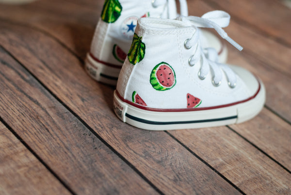 Watermelon High Top Converse | Watermelon Hand Painted Converse