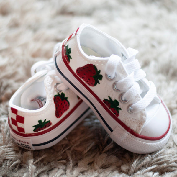 Checkered Strawberry Low Top Converse | Low Top Strawberry Converse