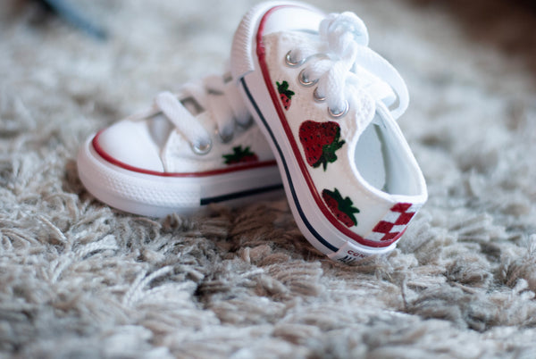 Checkered Strawberry Low Top Converse | Low Top Strawberry Converse