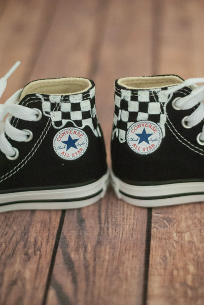 Checkered Drip High Top Converse