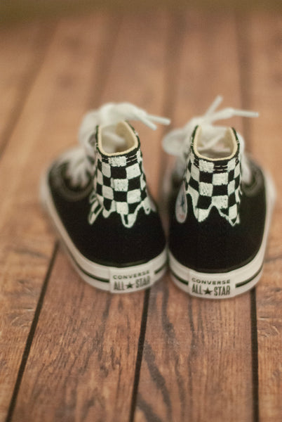 Checkered Drip High Top Converse