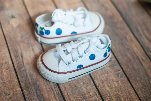 Blueberry Hand Painted Low Top Converse