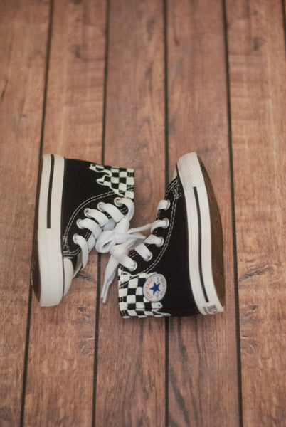 Checkered Drip High Top Converse