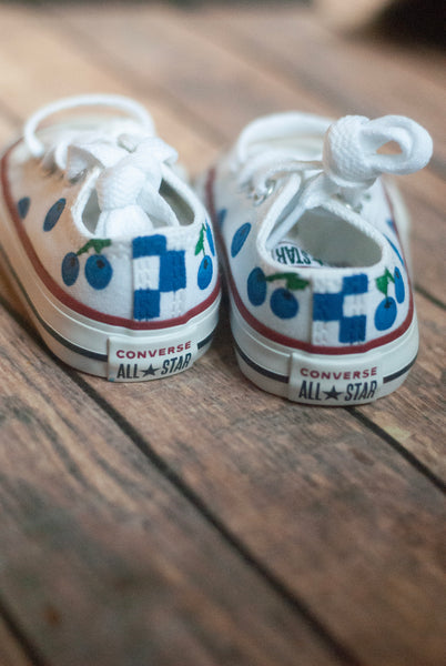 Blueberry Hand Painted Low Top Converse