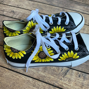 Ready To Ship | Sunflower Low Top Converse in Youth Size 1