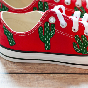 Hand Painted Red Cactus Converse | Hand Painted Converse