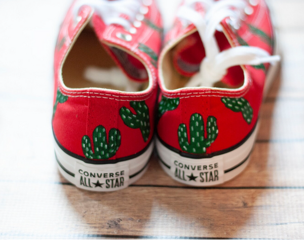 Hand Painted Red Cactus Converse | Hand Painted Converse
